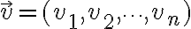  \vec{v} = (v_1, v_2, \cdots, v_n)  
