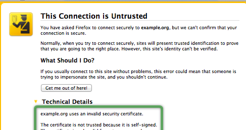 Connection untrusted message